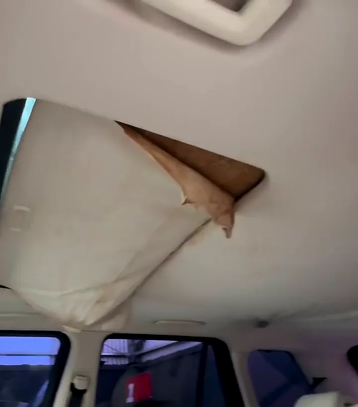 Range Rover con el tapizado de techo desprendido